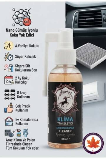 Abrias Tetikli Klima Temizleyici Amerikan Vanilya Kokulu 150ML 8 Araçlık Oto Ve Evsel Klima Uyumlu
