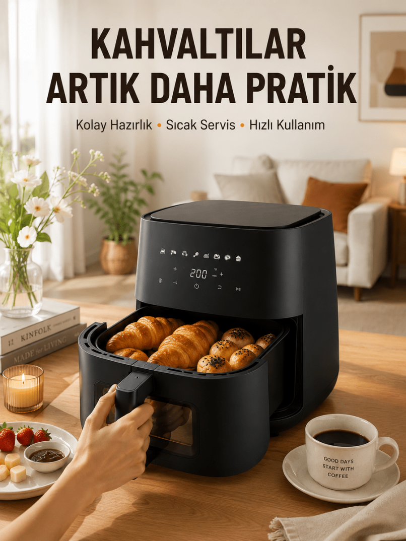 Air Fryer Mutfak Pişirme Cihazı Çok Programlı Dokunmatik - 1