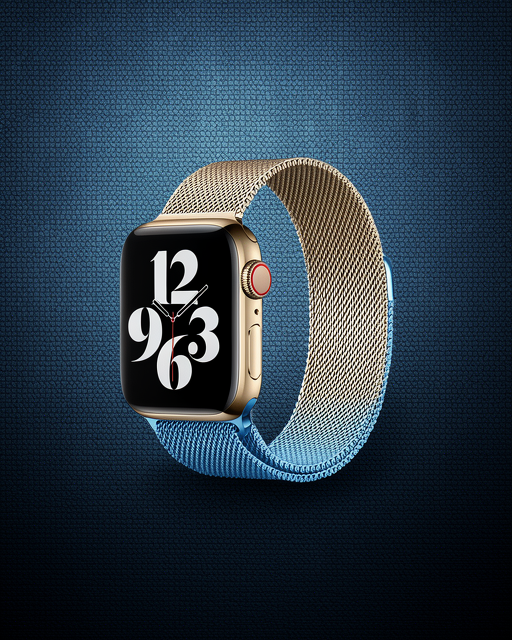 Apple Watch 38mm Metal Mıknatıslı Kordon - Metalik Gold-mavi - 1