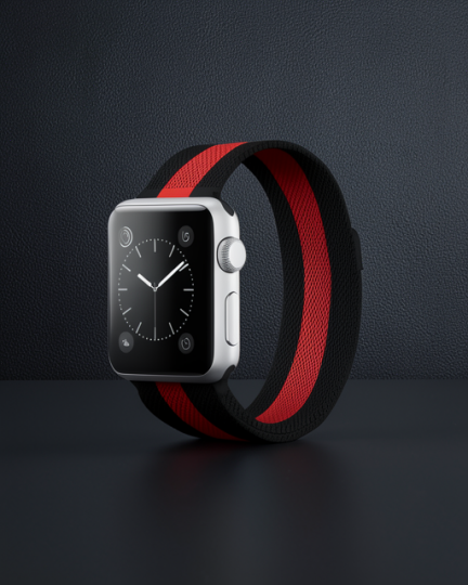 Apple Watch 38mm Metal Mıknatıslı Kordon - Siyah-kırmızı