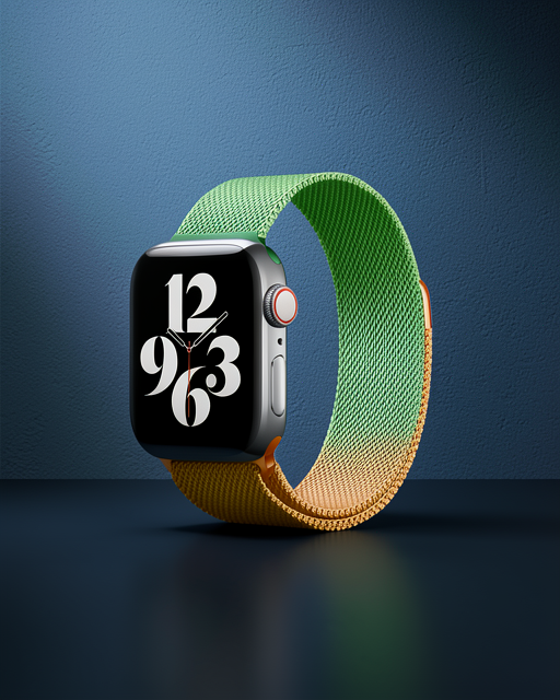 Apple Watch 38mm Metal Mıknatıslı Kordon - Turuncu-yeşil - 1