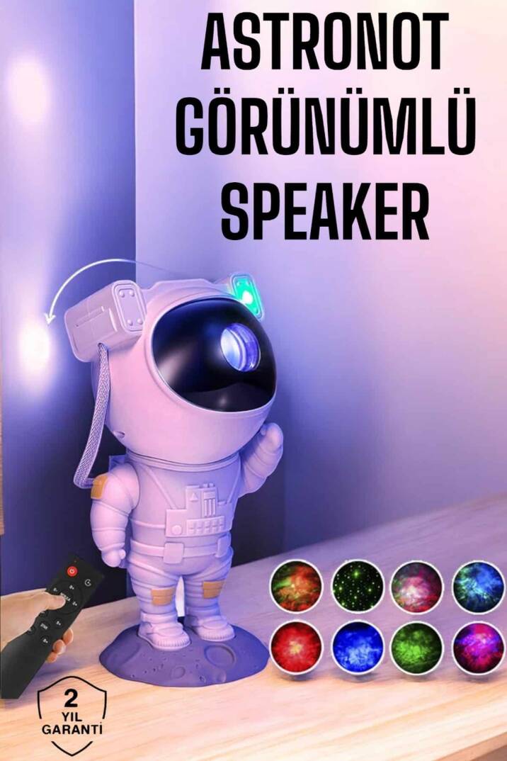 Astronot Bluetooth Hoparlör Gökyüzü Projektör Gece Lambası - 1