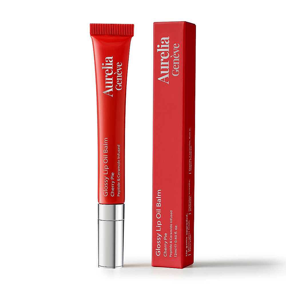Aurelia Geneve Glossy Lip Oil Balm Peptit & Seramid İçeren Nemlendirici Etkili Renkli Lip Balm Cherry Pie 12 ml - 9