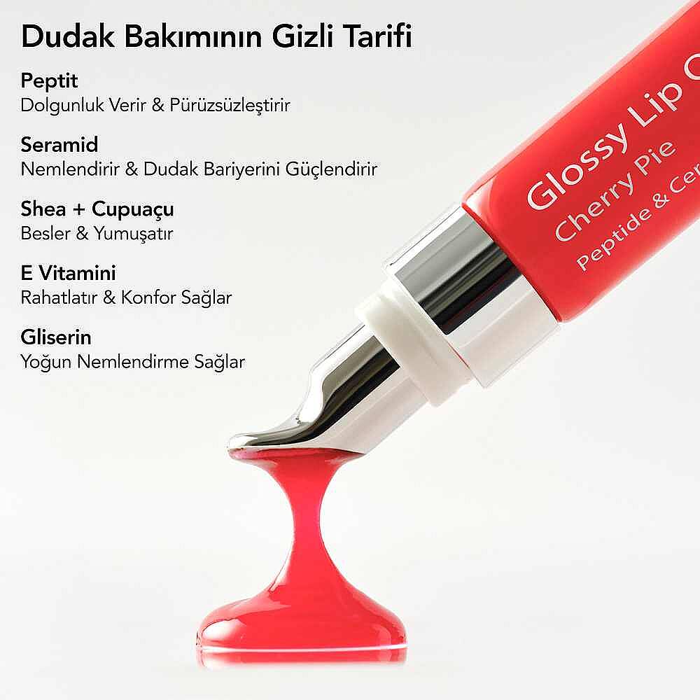 Aurelia Geneve Glossy Lip Oil Balm Peptit & Seramid İçeren Nemlendirici Etkili Renkli Lip Balm Cherry Pie 12 ml - 7
