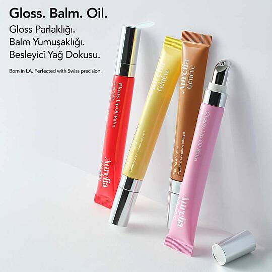 Aurelia Geneve Glossy Lip Oil Balm Peptit & Seramid İçeren Nemlendirici Etkili Renkli Lip Balm Cherry Pie 12 ml - 3