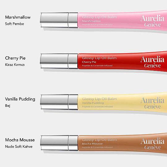 Aurelia Geneve Glossy Lip Oil Balm Peptit & Seramid İçeren Nemlendirici Etkili Renkli Lip Balm Marshmallow 12 ml - 4