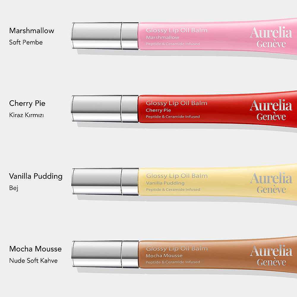 Aurelia Geneve Glossy Lip Oil Balm Peptit & Seramid İçeren Nemlendirici Etkili Renkli Lip Balm Marshmallow 12 ml - 4
