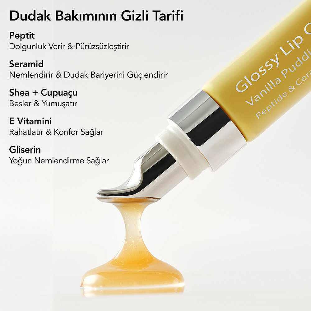 Aurelia Geneve Glossy Lip Oil Balm Peptit & Seramid İçeren Nemlendirici Etkili Renkli Lip Balm Vanilla Pudding 12 ml - 9