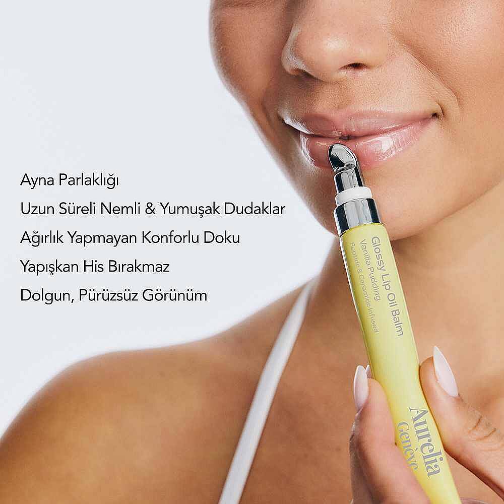 Aurelia Geneve Glossy Lip Oil Balm Peptit & Seramid İçeren Nemlendirici Etkili Renkli Lip Balm Vanilla Pudding 12 ml - 7