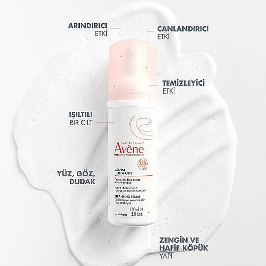 Avene Cleansing Foam Normal ve Karma Hassas Ciltler için Temizleme Köpüğü 150 ml - 4