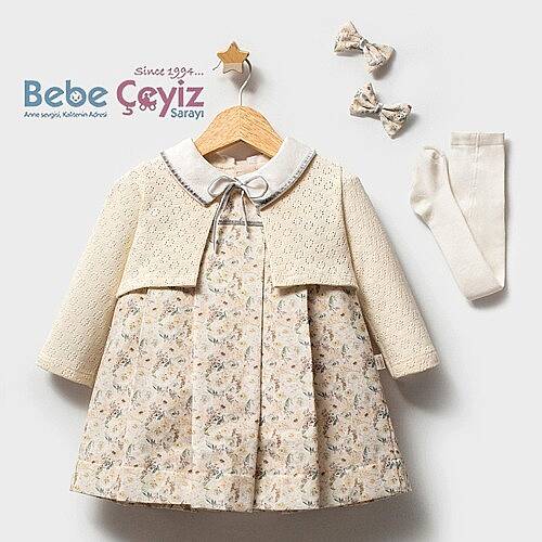 BABY TONGS Elbise Soft Çiçek Krem