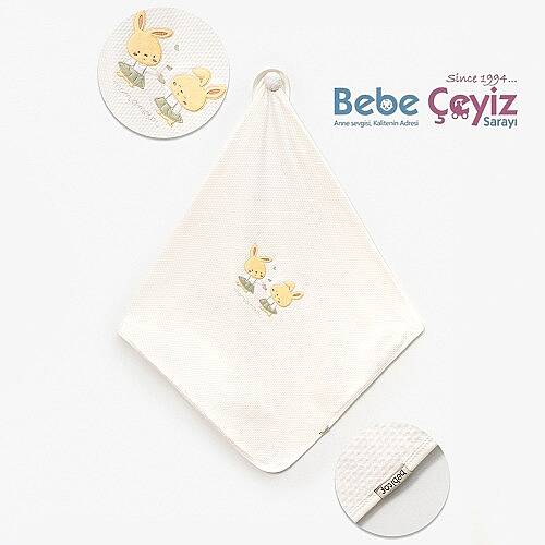 BEBİTOF Battaniye Etekli Tavşanlar Kapitone Yeşil - 3
