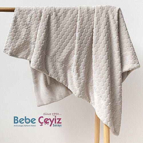 BEBİTOF Battaniye Kabartmalı Velboa Gri
