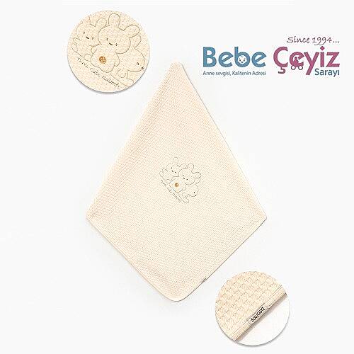 BEBİTOF Battaniye Sevimli Tavşanlı Bej - 3
