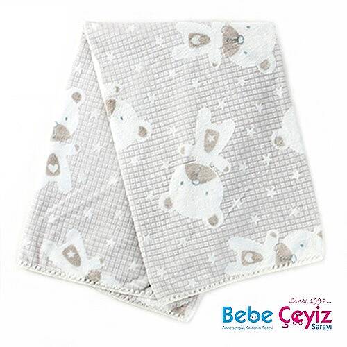BEBİTOF Battaniye Süs Dikişli Ayıcık - 2