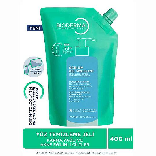 Bioderma Sebium Foaming Temizleyici Jel Refill 400 ml - 2
