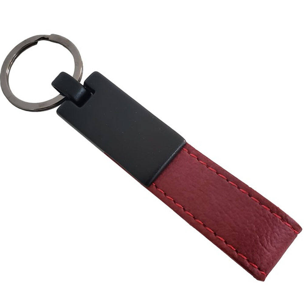 Bordo Renk Deri Metal Anahtarlık - 1