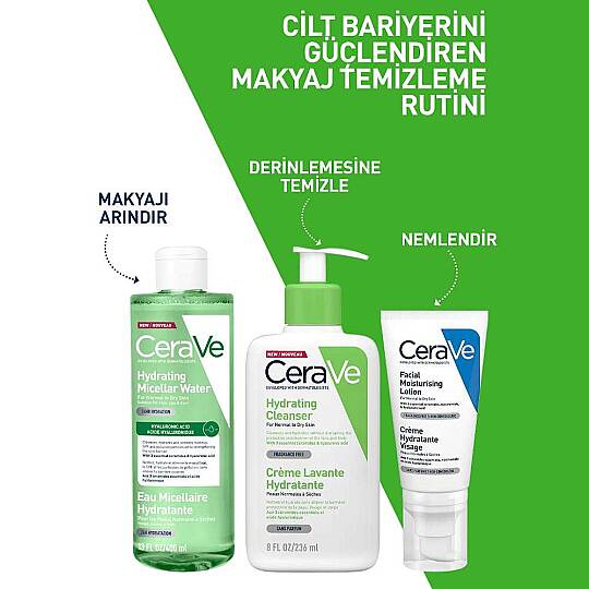 CeraVe Hyalüronik Asit İçerikli Nemlendiren Makyaj Temizleyici Misel Su 400 ml - 2