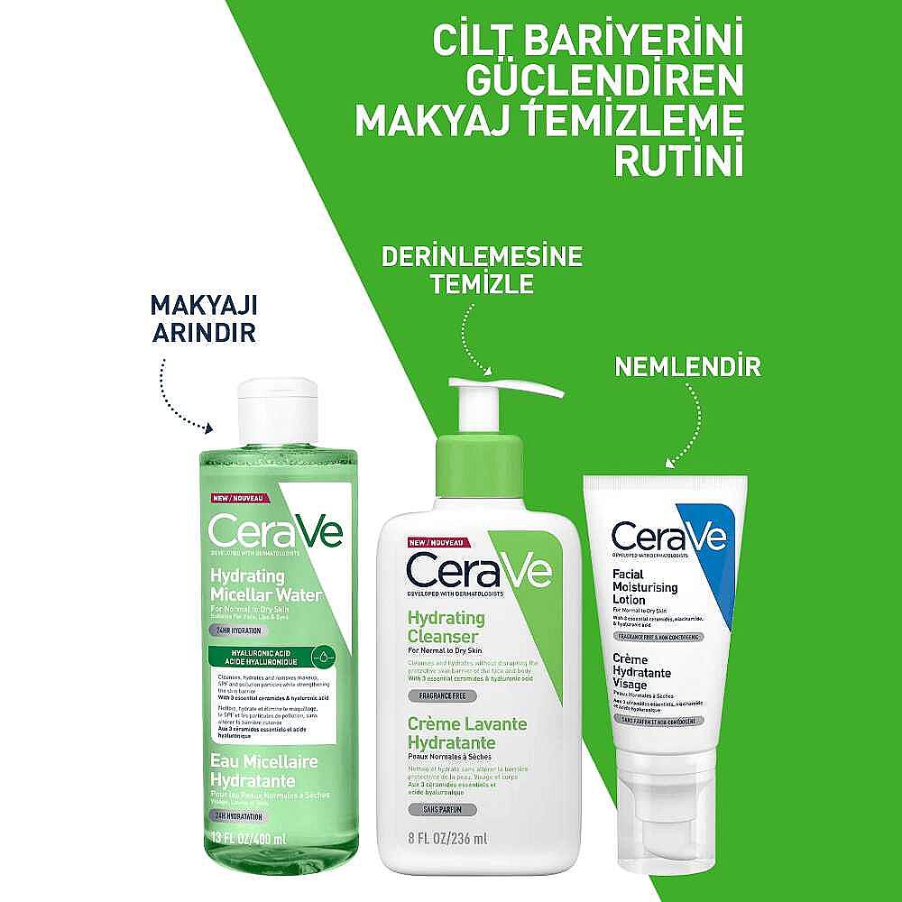 CeraVe Hyalüronik Asit İçerikli Nemlendiren Makyaj Temizleyici Misel Su 400 ml - 2