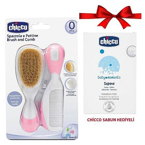 CHİCCO Fırça ve Tarak Seti Pembe + Sabun Hediye - 1