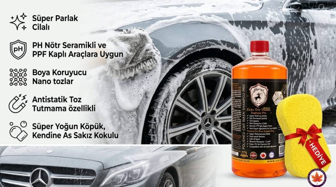 Cilalı Oto Yıkama Şampuanı 1kg Sakız Kokulu Yoğun Köpük + Sünger - 2