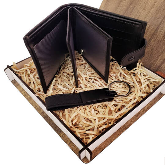 Cüzdan Anahtarlık Ahşap Kutulu Set - 2