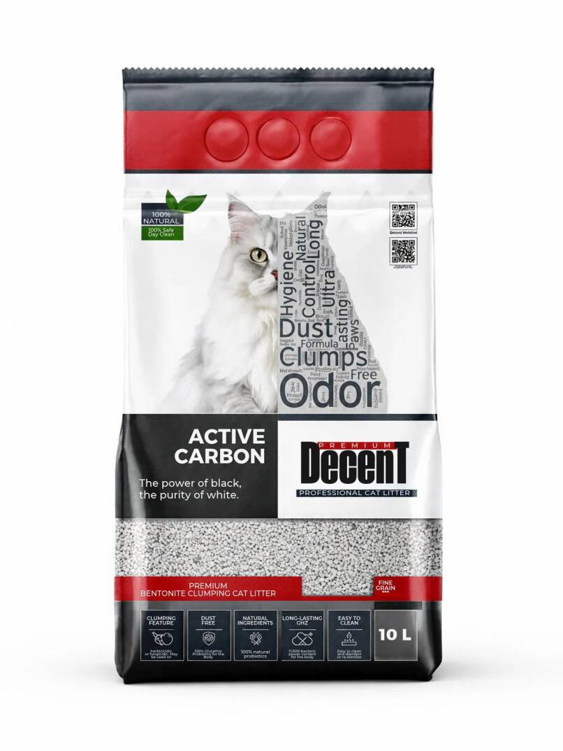 Decent Premium Aktif Karbonlu Bentonit Kedi Kumu 10 Lt - 1