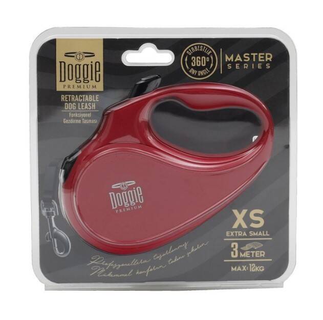 Doggie Otomatik Uzatma Tasması 3 Metre XS Beden Kırmızı - 1