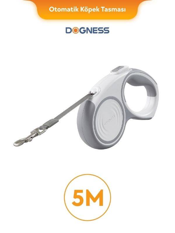 Dogness R06 Otomatik Kedi Köpek Gezdirme Tasması 5 Metre Beyaz (R06-5W) - 1