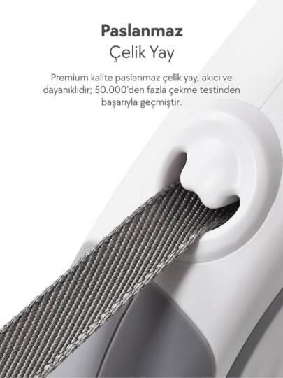 Dogness R06 Otomatik Kedi Köpek Gezdirme Tasması 5 Metre Gri (R06-5G) - 2