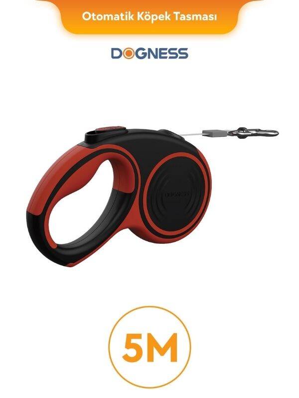 Dogness R06 Otomatik Kedi Köpek Gezdirme Tasması 5 Metre Kırmızı (R06-5R) - 1