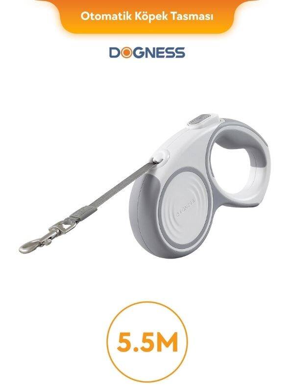 Dogness R06 Otomatik Kedi Köpek Gezdirme Tasması 5.5 Metre Beyaz (R06-5+W) - 1