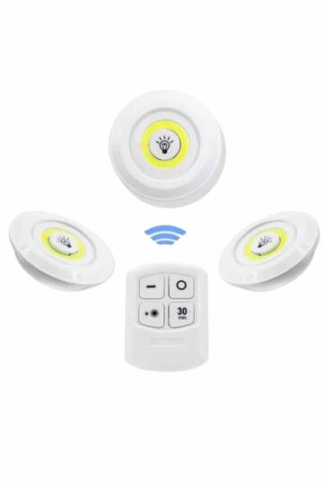 Dolap Işığı Mutfak Rafı Işığı Uzaktan Kumandalı 3 Lü Spot Led Lamba - 4