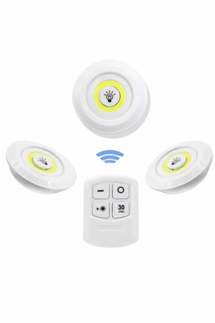 Dolap Işığı Mutfak Rafı Işığı Uzaktan Kumandalı 3 Lü Spot Led Lamba - 4