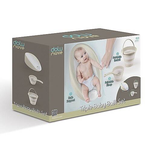 DOLU TOY FACTORY Banyo Set 3 lü Bebek Banyo Seti Relax Bej