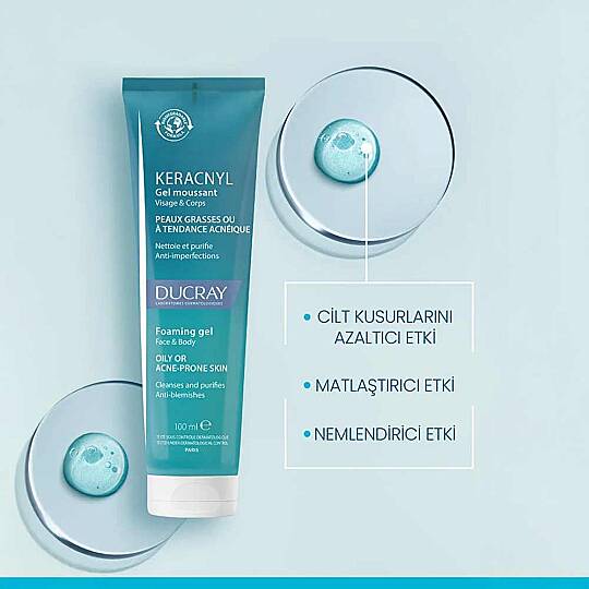 Ducray Keracnyl Gel Yağlı ve Akneli Ciltler için Temizleme Jeli 100 ml - 8