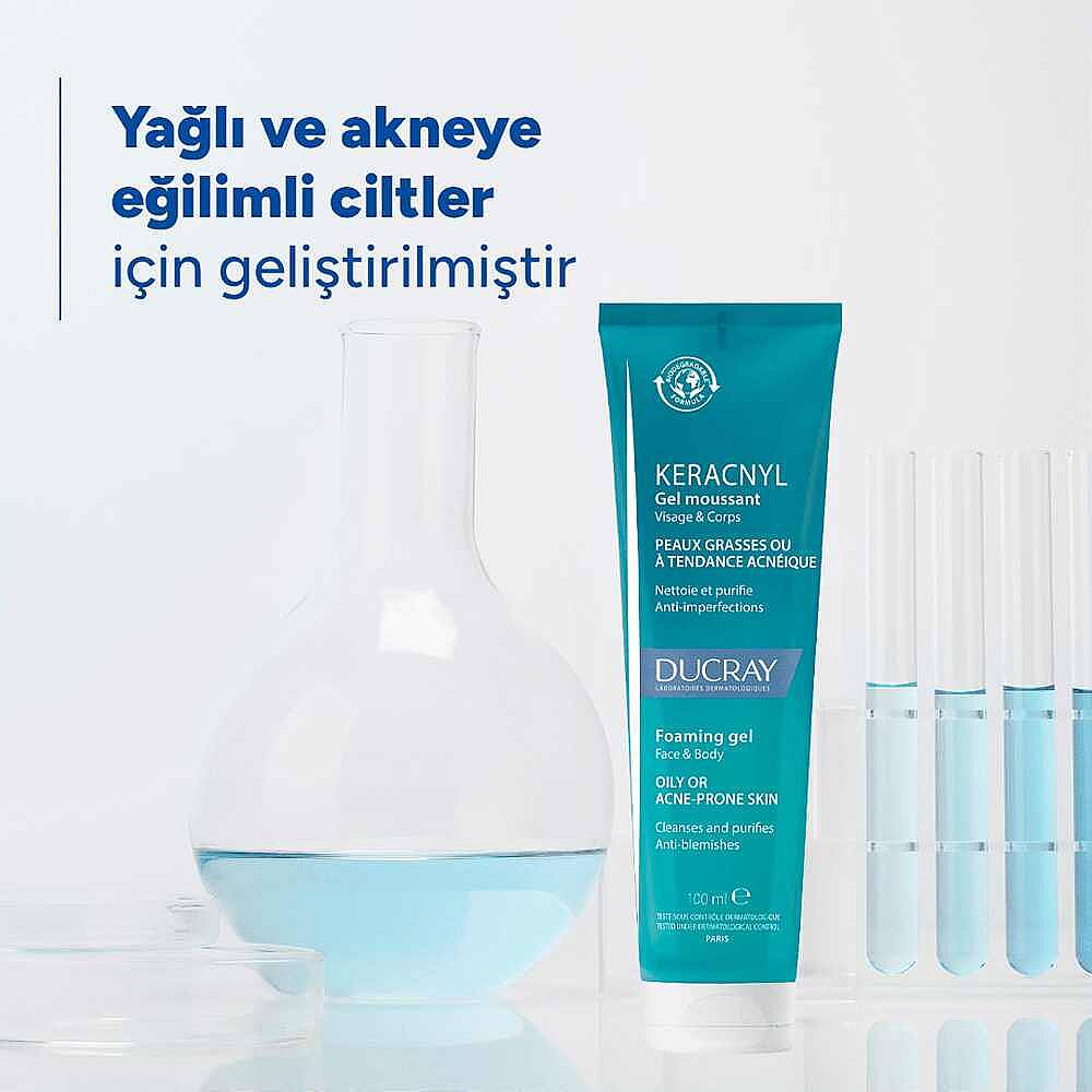 Ducray Keracnyl Gel Yağlı ve Akneli Ciltler için Temizleme Jeli 100 ml - 4
