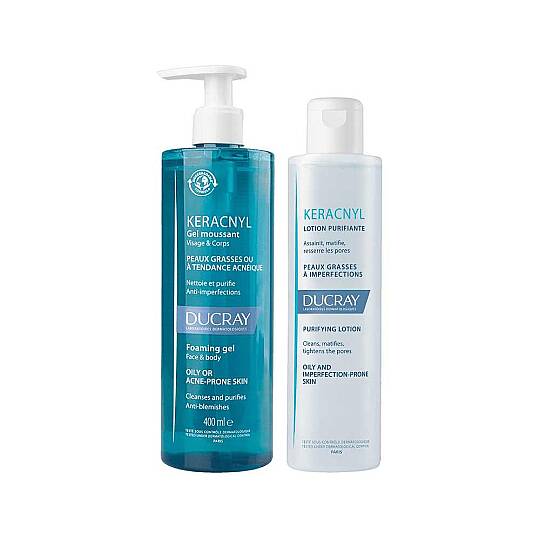 Ducray Keracnyl Gel Yağlı ve Akneli Ciltler için Temizleme Seti