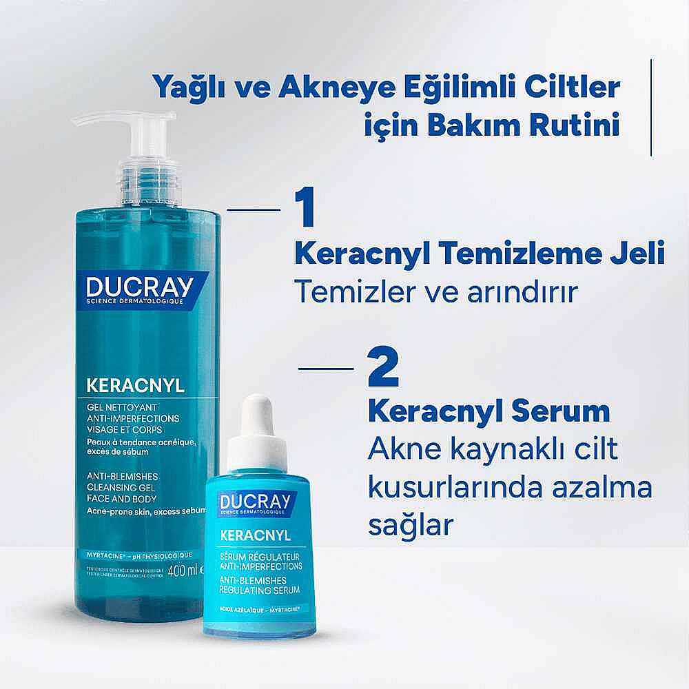 Ducray Keracnyl Gel Yağlı ve Akneye Eğilimli Ciltler İçin Temizleme Jeli 400 ml - 2