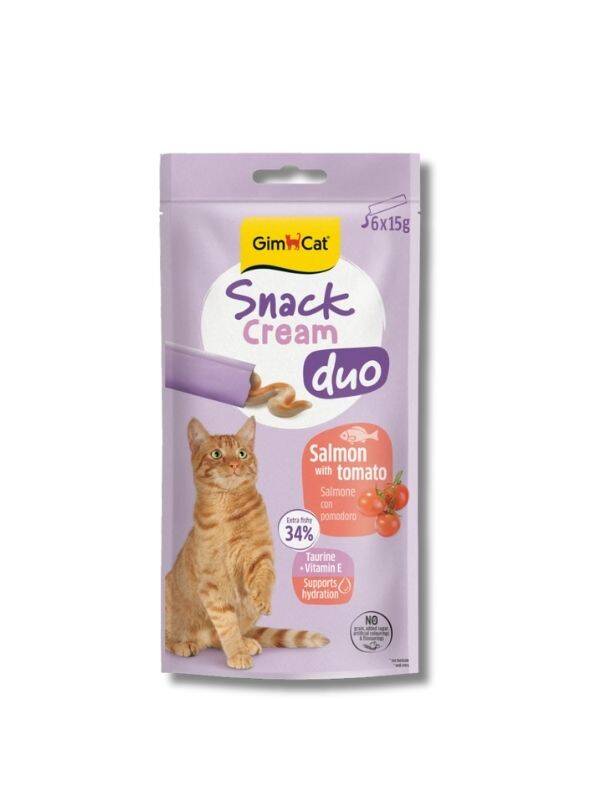 GimCat Snack Cream Duo Somonlu ve Domatesli Krema Kedi Ödülü 15 g (6’lı) - 1