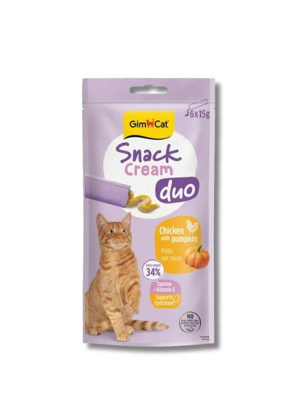 GimCat Snack Cream Duo Tavuklu ve Bal Kabaklı Krema Kedi Ödülü 15 g (6’lı) - 1