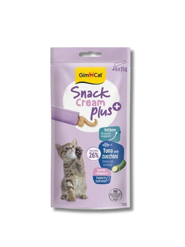 GimCat Snack Cream Plus Ton Balıklı ve Kabaklı Krema Yavru Kedi Ödülü 15 g (6’lı) - 1