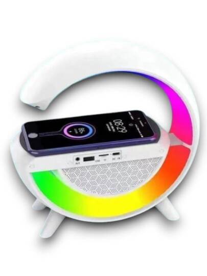 Google Dijital Kablosuz Şarj Özellikli Bluetooth Hoparlör Gece Lambası - 5