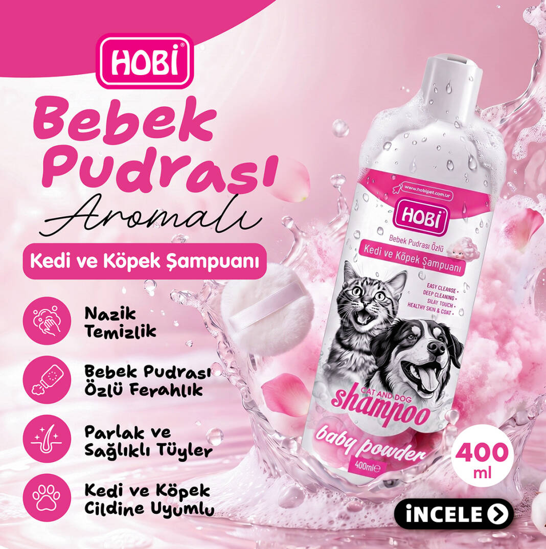 Hobi Bebek Pudrası Kokulu Kedi ve Köpek Şampuanı 400ml - 1