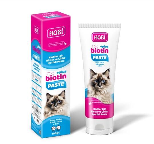 Hobi Biotin Plus Paste Kediler İçin Tüy Dökülme Engelleyici ve Tüy Yumağı Kontrolüne Yardımcı Biotin Çinko İçerikli Kedi Macunu 100 Gr