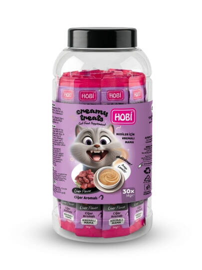 Hobi Ciğer Aromalı Krema Kedi Ödül Maması 14 gr x 30 Adet