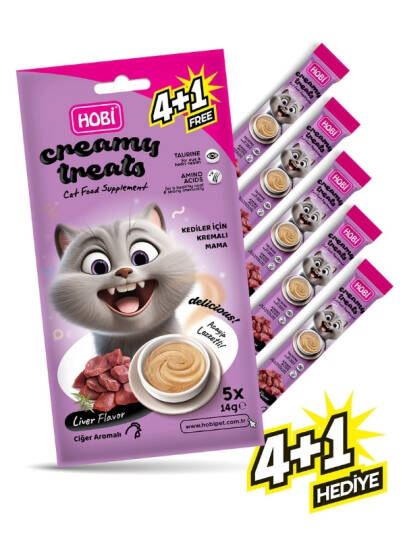 Hobi Ciğer Aromalı Krema Kedi Ödül Maması 14 gr x 5 Adet