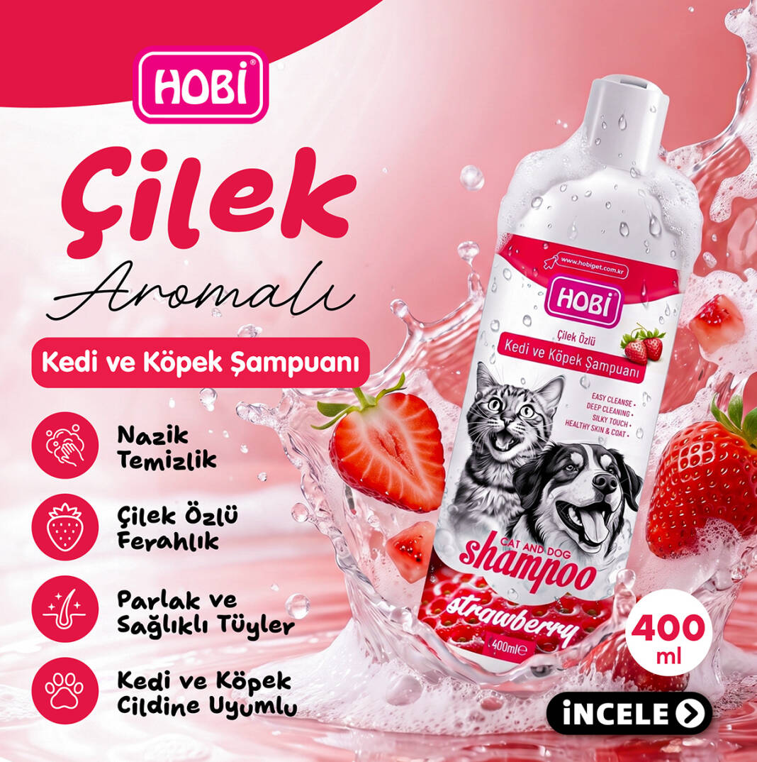 Hobi Çilek Özlü Kedi ve Köpek Şampuanı 400ml - 1