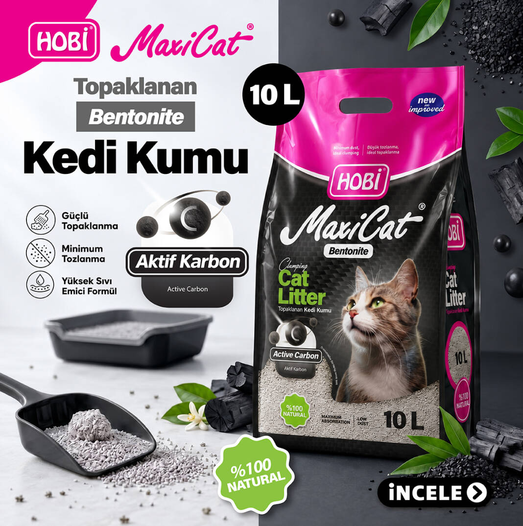 Hobi Maxicat Aktif Karbonlu Bentonit Kedi Kumu 10 Litre - 1