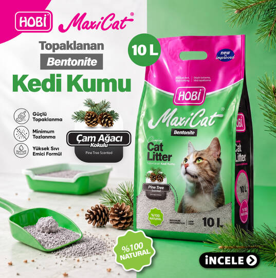 Hobi Maxicat Çam Kokulu Bentonit Kedi Kumu 10 Litre